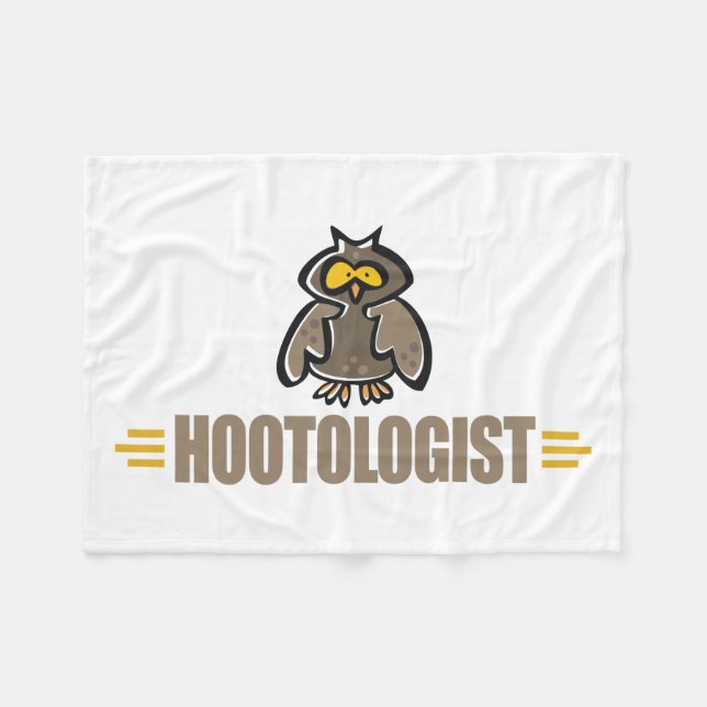 Funny Owl Fleece Blanket (Front (Horizontal))