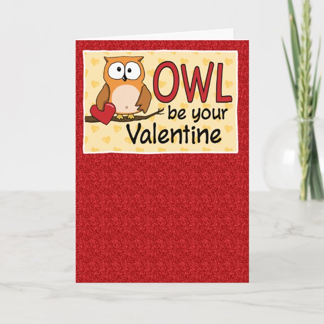 Funny Owl Love You Valentine's Day Holiday Card (Front)