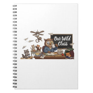 Funny Owl Teacher Chaos - Whimsical Forest Animals Notebook