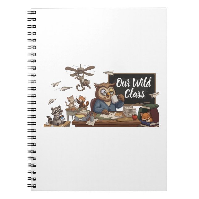 Funny Owl Teacher Chaos - Whimsical Forest Animals Notebook (Front)