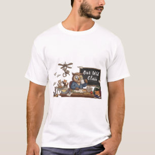 Funny Owl Teacher Chaos - Whimsical Forest Animals T-Shirt