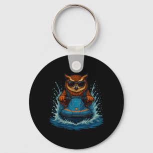 Funny Owl with Sungles Animal Jet Ski Rider Summer Keychain