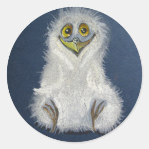 Funny owlet - baby bird classic round sticker