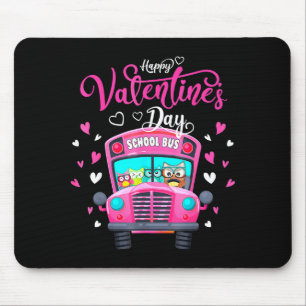 Funny Owls School Bus Driver Happy Valentines Day  Mouse Pad