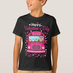 Funny Owls School Bus Driver Happy Valentines Day T-Shirt