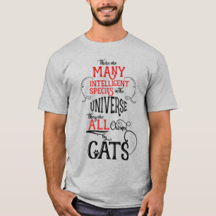 Funny Owned by Cats Cat Lover Red and Black LIGHT T-Shirt