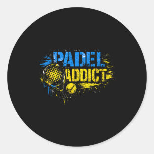 Funny padel addict quote classic round sticker