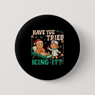 Funny Pain Scale Have You Tried Icing It Gingerbre 2 Inch Round Button