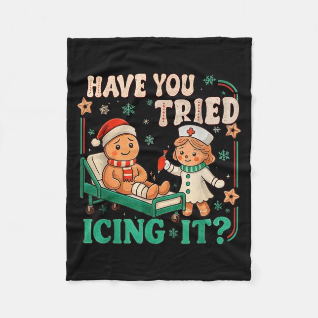 Funny Pain Scale Have You Tried Icing It Gingerbre Fleece Blanket (Front)