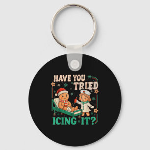 Funny Pain Scale Have You Tried Icing It Gingerbre Keychain