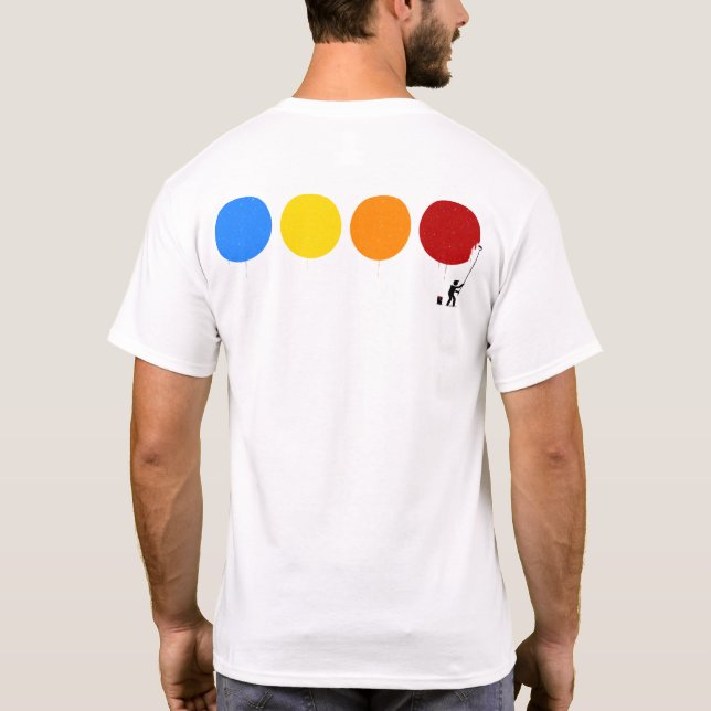 Funny Painting Colour Circles Stick Figure T-Shirt (Back)