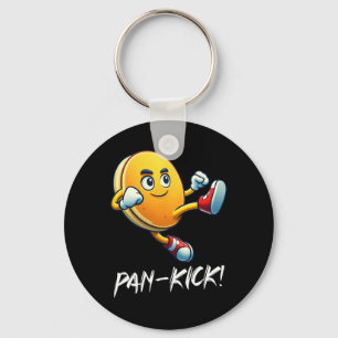 Funny Pancake Pan Karate Kick Boys Girls Food Love Keychain