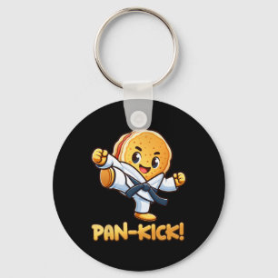 Funny Pancake Pan Karate Taekwondo Kick Boys Girl Keychain