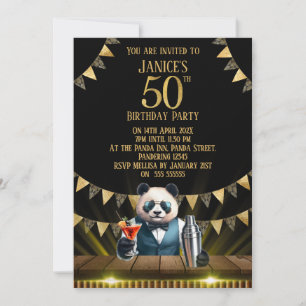 Funny Panda 50th Birthday Party Invitation