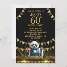 Funny Panda 60th Birthday Party Invitation