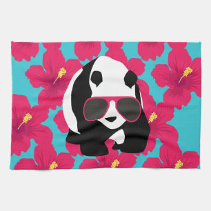 Funny Panda Bear Beach Bum Cool Sunglasses Tropics Kitchen Towel