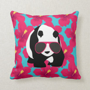 Funny Panda Bear Beach Bum Cool Sunglasses Tropics Throw Pillow