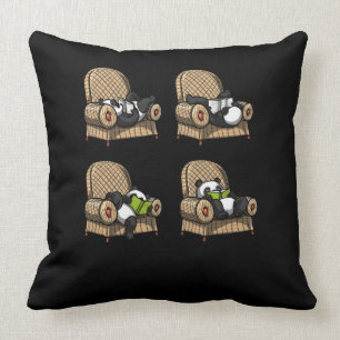 Funny Panda Bear Book Reading Animal Throw Pillow