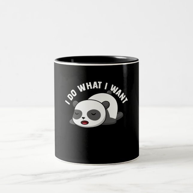 Funny Panda Bear Cute Panda I Do What i Want Two-Tone Coffee Mug (Center)