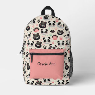 Funny Panda Bear Pattern Pink Black Backpack