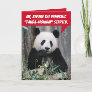 Funny Panda Before and After Pandemic Card