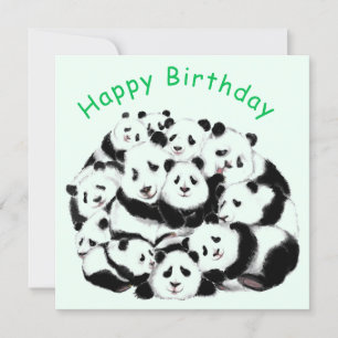 Funny Panda Birthday Card Happy Family Pandas