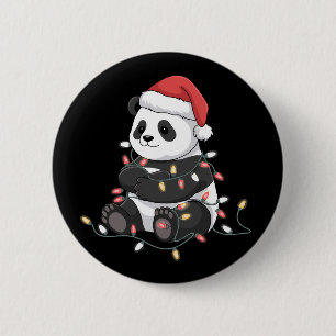 Funny Panda Christmas Animal Lights Lover 2 Inch Round Button