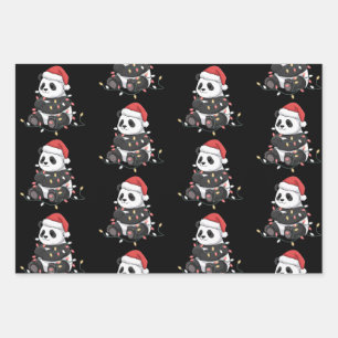 Funny Panda Christmas Animal Lights Lover Wrapping Paper Sheet