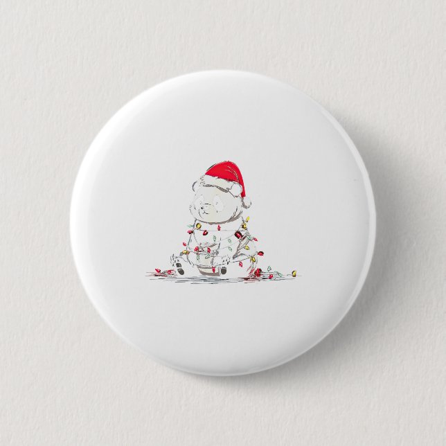 Funny Panda Christmas Graphics Animal Lights Lover 2 Inch Round Button (Front)