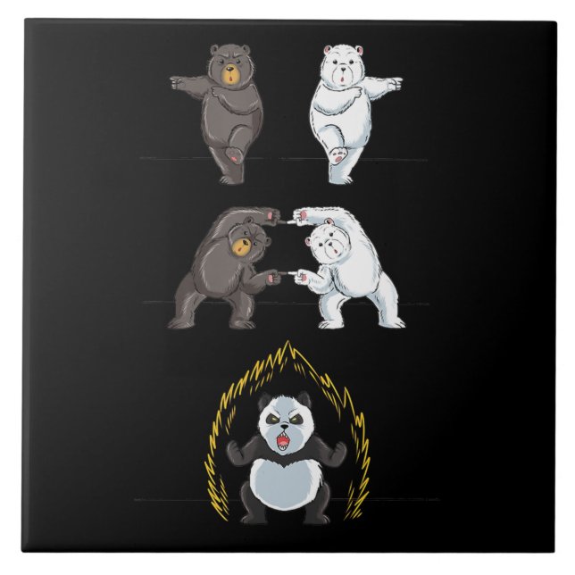 Funny Panda Cute Polar Bear Animal Lover Tile (Front)