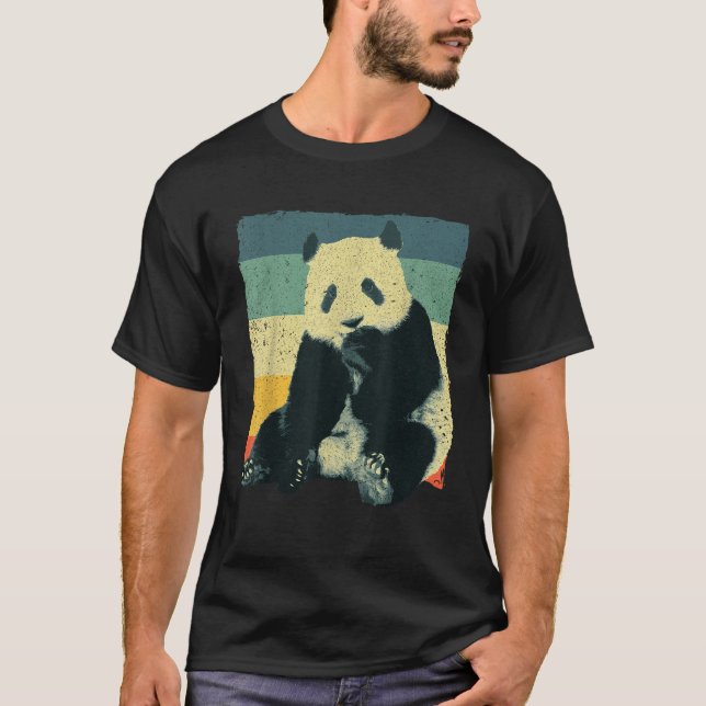 Funny Panda Design For Men Women Kids Retro Panda  T-Shirt (Front)