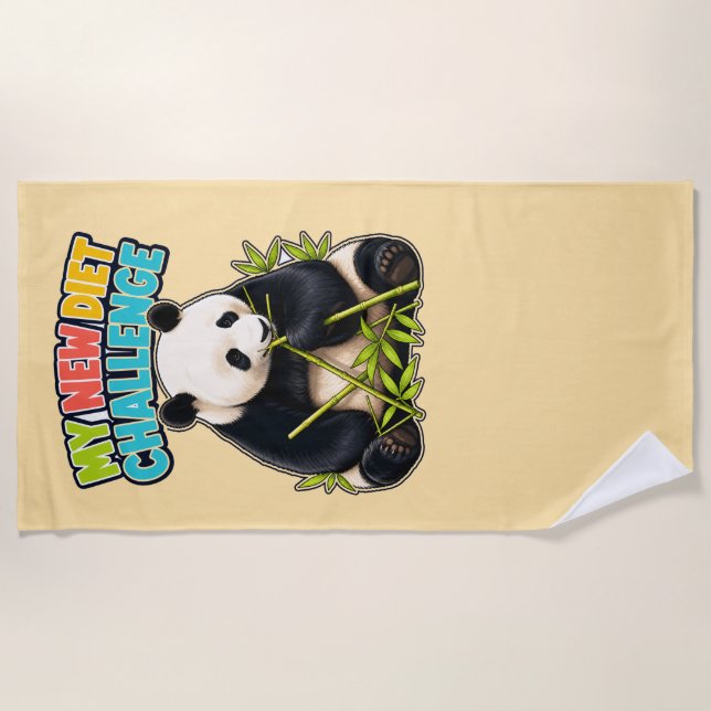 Funny Panda Diet Challenge Beach Towel (Front)