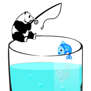 Funny Panda Fishing In A Glass Of Water T-Shirt
