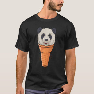 Funny Panda Ice Cream Cone Waffle Summer T-Shirt