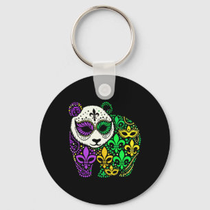 Funny Panda Mardi Gras Festival Carnival Womens Me Keychain