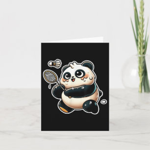 Funny Panda Playing Badminton Cute Sporty Exercise Card