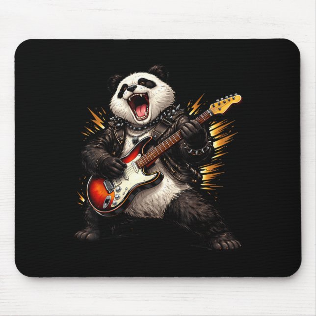 Funny Panda Playing Guitar Rock and Roll for Men Mouse Pad (Front)