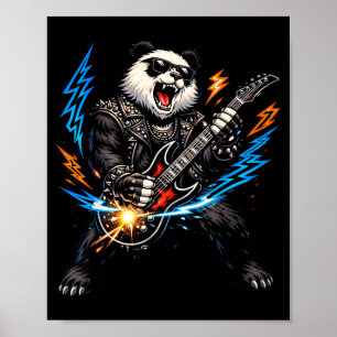 Funny Panda Playing Guitar Rock and Roll for Men Poster