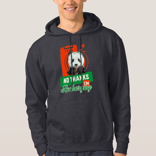 Funny Panda Recharging Introvert Battery Design Hoodie (Front)