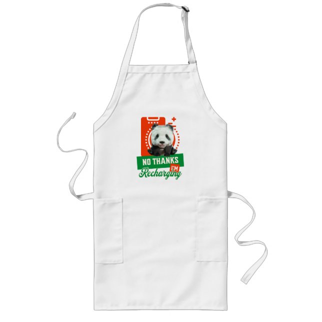 Funny Panda Recharging Introvert Battery Design Long Apron (Front)