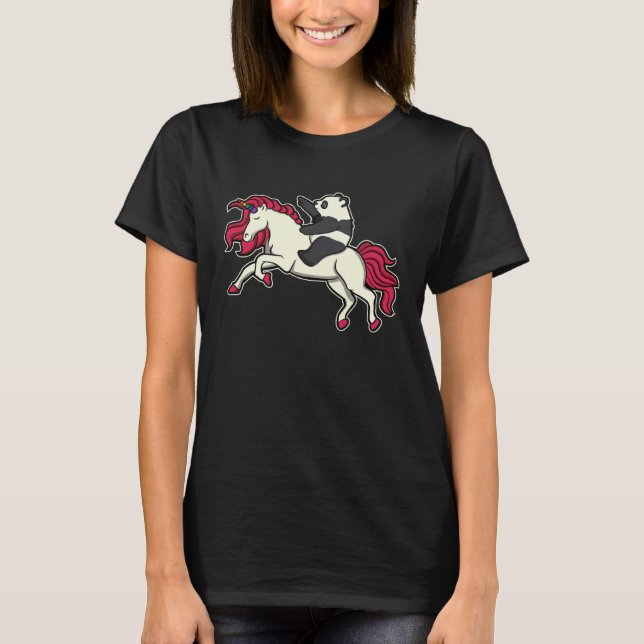 Funny Panda Riding Unicorn T-Shirt For Panda Unico (Devant)
