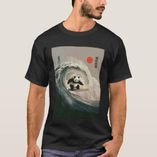 Funny Panda Surfing Saying Japanese Wave Meme Humo T-Shirt