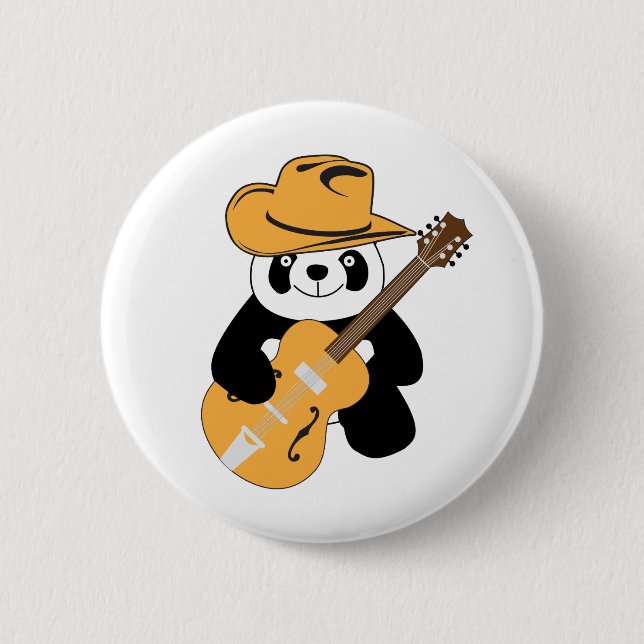 Funny panda with guitar 2 inch round button (Front)