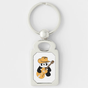 Funny panda with guitar keychain