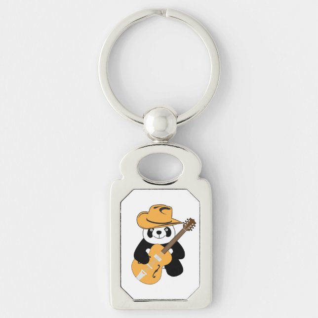 Funny panda with guitar keychain (Front)