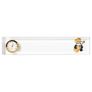 Funny panda with guitar nameplate