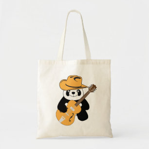 Funny panda with guitar tote bag