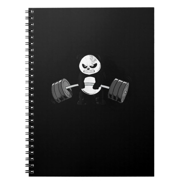 Funny Panda Workout  Kitten Gym Deadlift Power Notebook (Front)