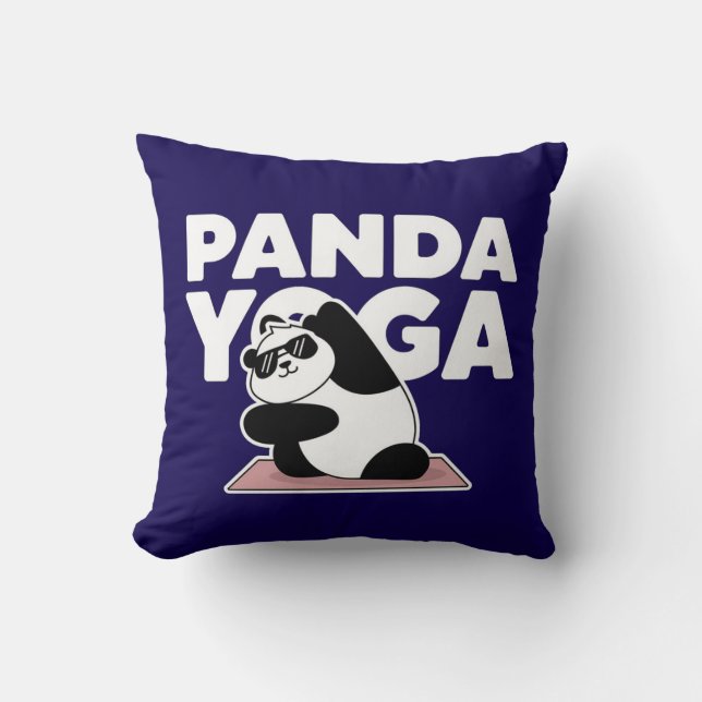 funny panda yoga throw pillow (Front)