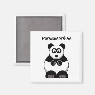 Funny Pandamonium Panda Cartoon, Cute Stress Pun Magnet